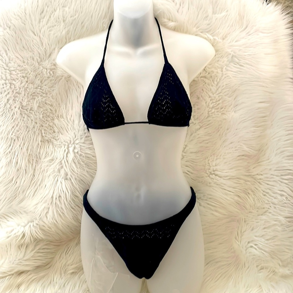 🖤 Black Crochet Bikini Size Medium